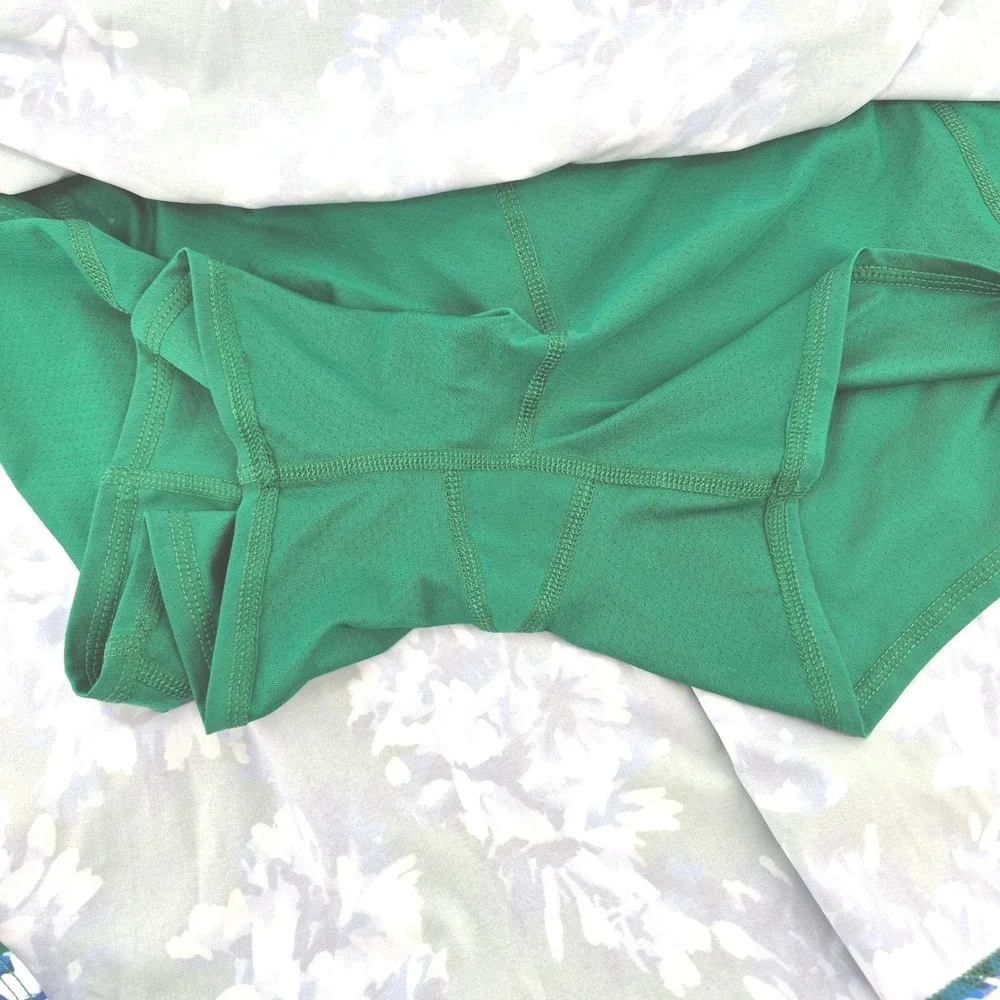 Skechers‎ Los Angeles Womens Floral Tiered Athletic Skort Green Blue Large